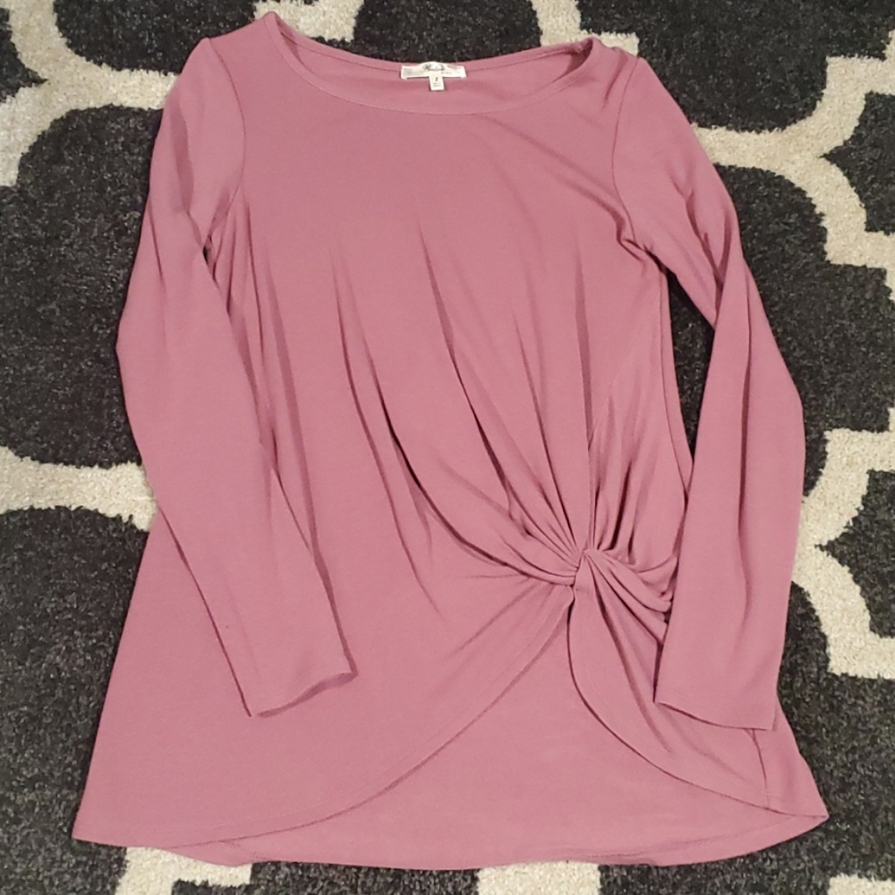 Mauve Long Sleeve Front Twist Top